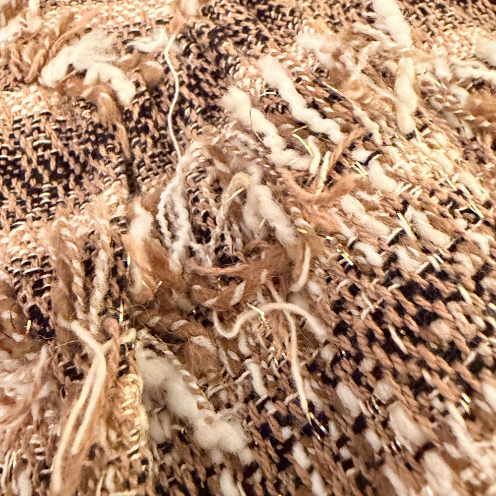 LoveShackFancy Fringed Mini Skirt in Beige and Black - Picture 3 of 5